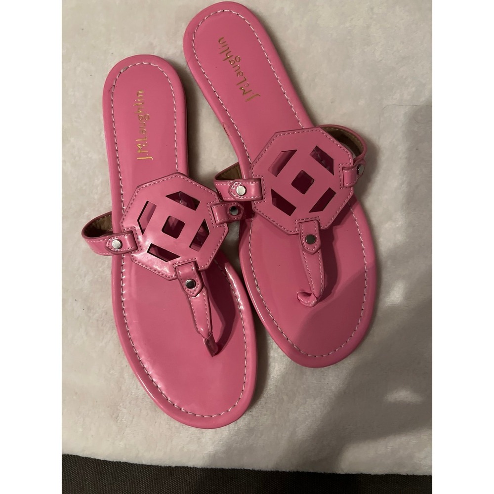 J. Mclaughlin Women's Lucy Patent Leather Thong Sandals Pink Size 8.5M